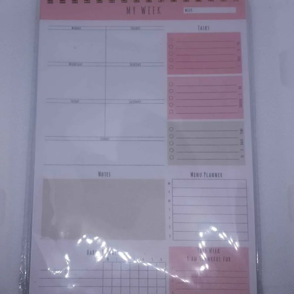Weekly Planner Undated To-Do Task Checklist Meal Plan Habit Tracker 8.5*5.5 Inch